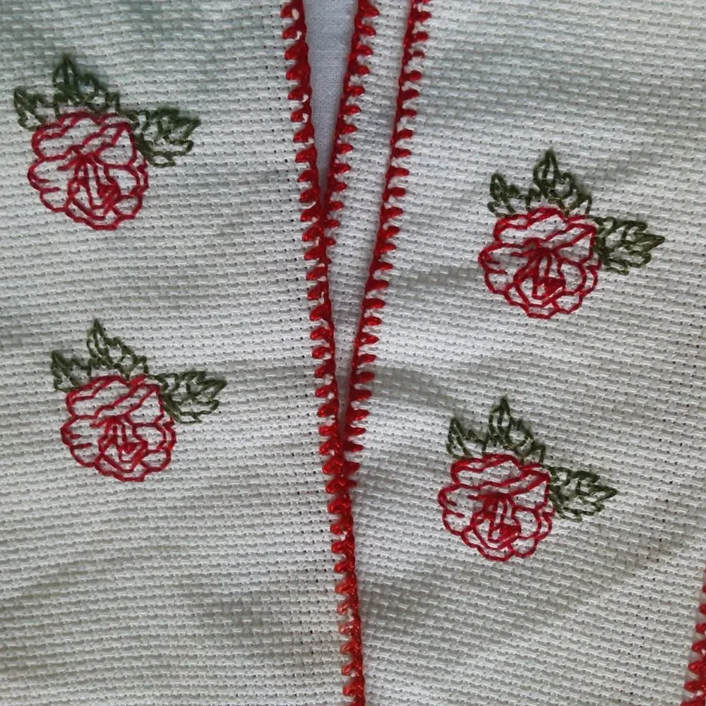 Vintage Embroidered‎ Tray Display Hanger Linen
